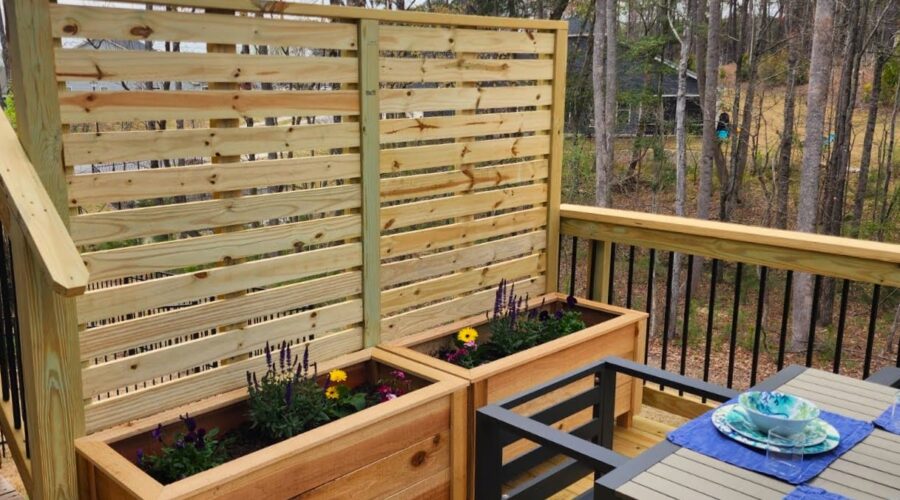Raised garden beds on deck